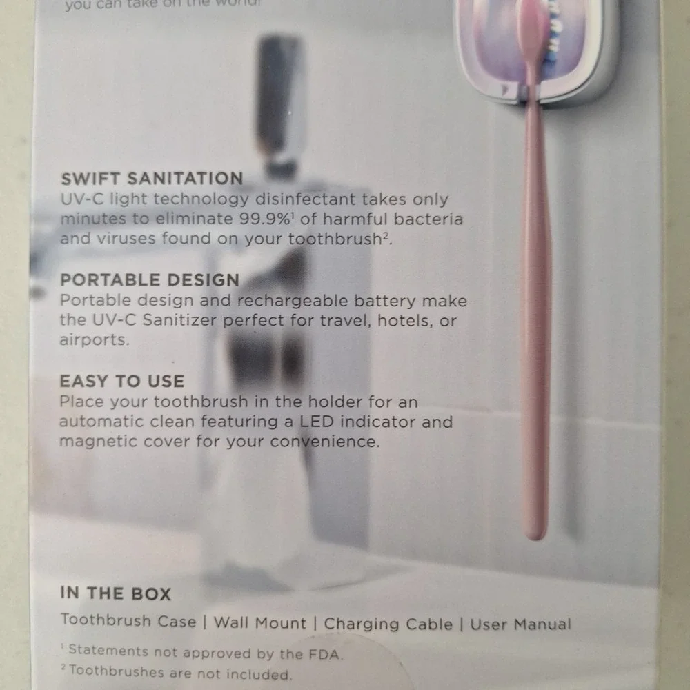 3 Packs, Vie UV-C Toothbrush Sanitizers Portable Sterilizer Cover Holder Case